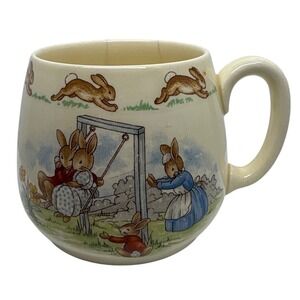 Royal Doulton Bunnykins Mug Vintage English Bone China Rabbit Nursery *Fair cond